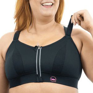 SheFit Ultimate Sports Bra Front Zip in Black